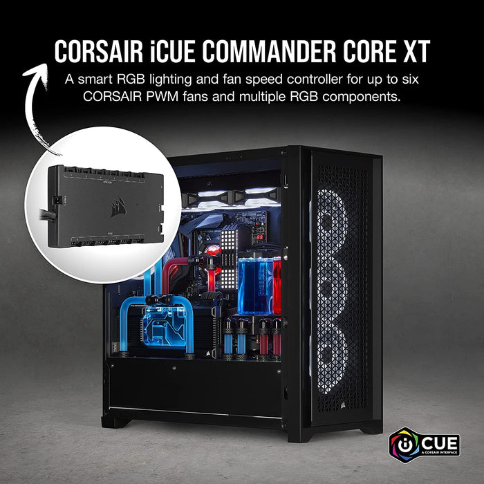 Corsair iCUE COMMANDER CORE XT, Digital Fan Speed and RGB Lighting Controller (Control up to Six PWM Case Fans and 264 RGB LEDs, Zero RPM Mode) Black