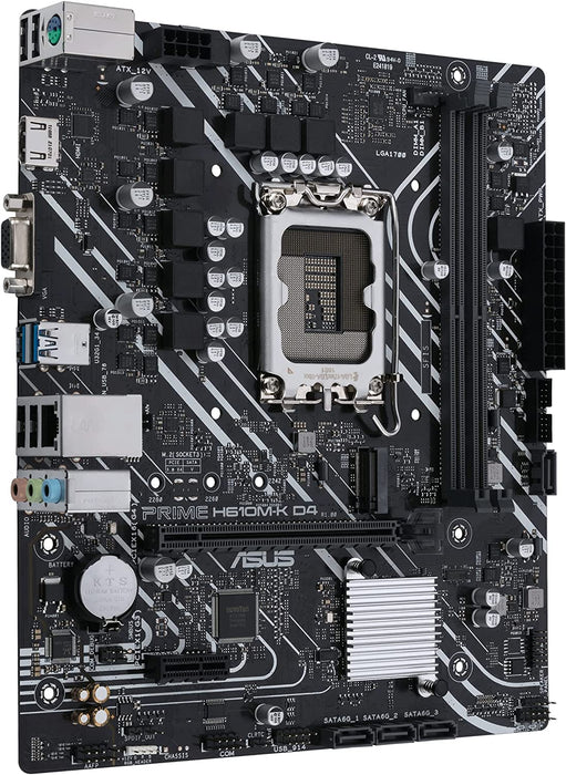 Asus PRIME H610M-K D4 Motherboard, Intel H610, 1700, Micro ATX, 2 DDR4, VGA, HDMI, PCIe4, 1x M.2