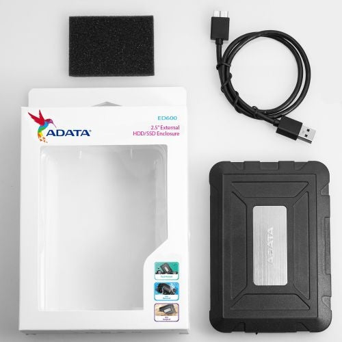 ADATA ED600 2.5" SATA Hard Drive Caddy, USB 3.1, USB