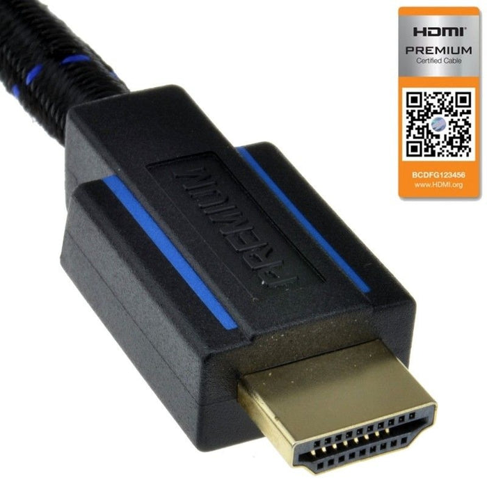 Premium CERTIFIED UHD 4K HDR HDMI 2.0b Braided Cable Black 1.8m