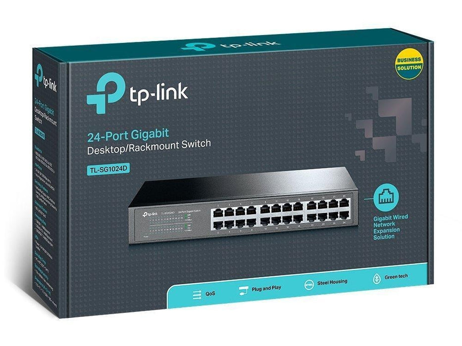 TP-LINK (TL-SG1024D) 24-Port Gigabit Unmanaged Desktop/Rackmount Switch, Steel Case