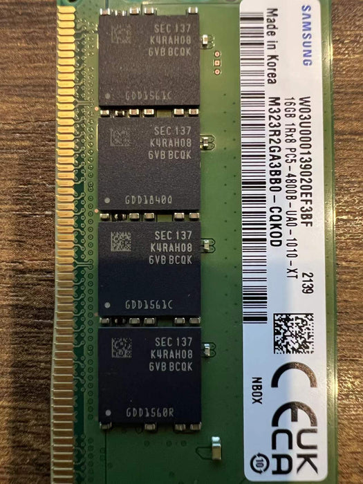 Samsung 16GB DDR5 Desktop Memory RAM PC5-3800 4800Mhz SRx8 UDIMM, Memory Kit