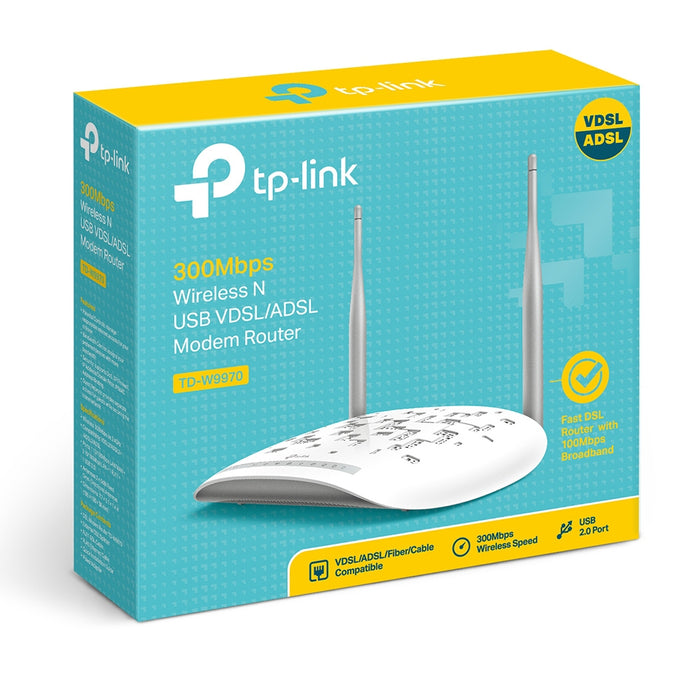 TP-LINK (TD-W9970) 300Mbps Wireless VDSL2/ADSL2+ Modem Router, 4-Port, Dual WAN, USB