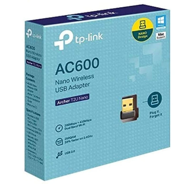 TP-LINK (ARCHER T2U Nano) AC600 (433+150) Wireless Dual Band USB Adapter, Advanced Security