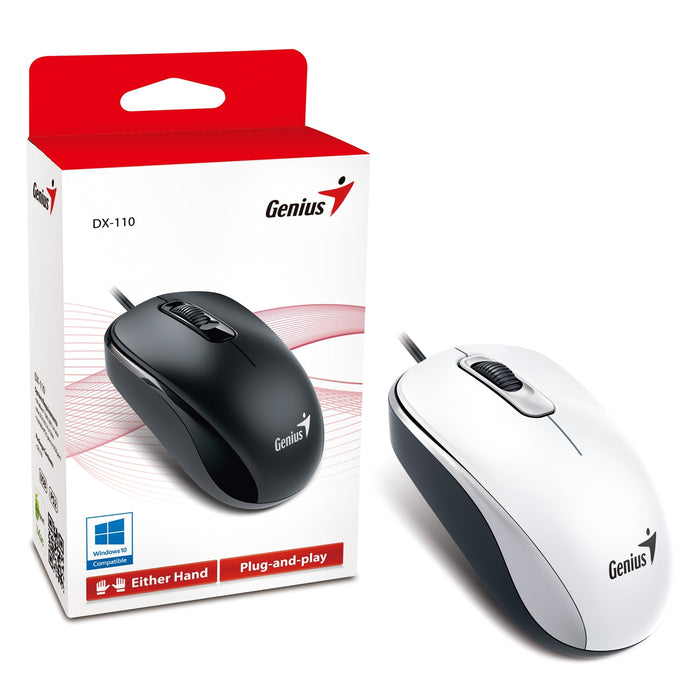 Genius DX-110 Wired PS2 Plug and Play Mouse, 1000 DPI Optical Tracking, 3 Button with Scroll Wheel, Ambidextrous Design with 1.5m Cable