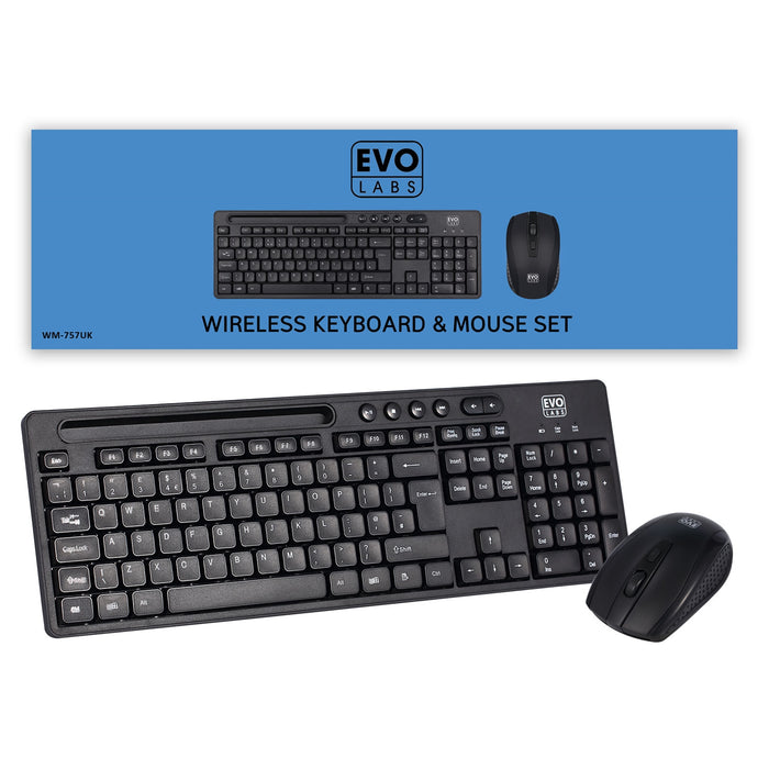 wireless keyboard and mouse set, evo labs, black